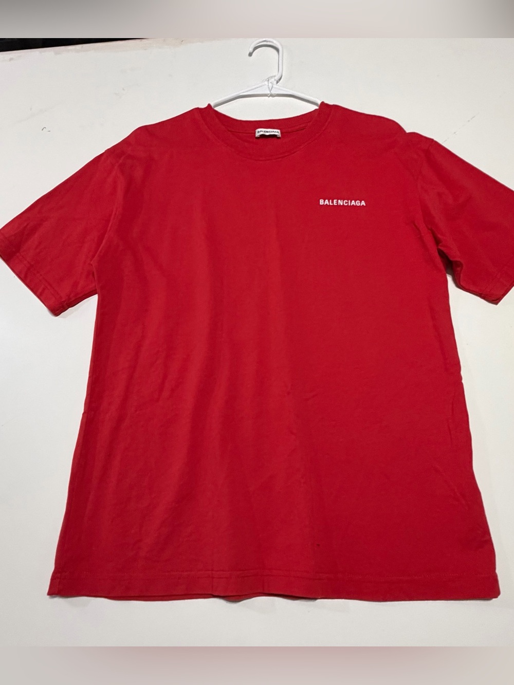 Balenciaga Red Short Sleeve Logo Tee